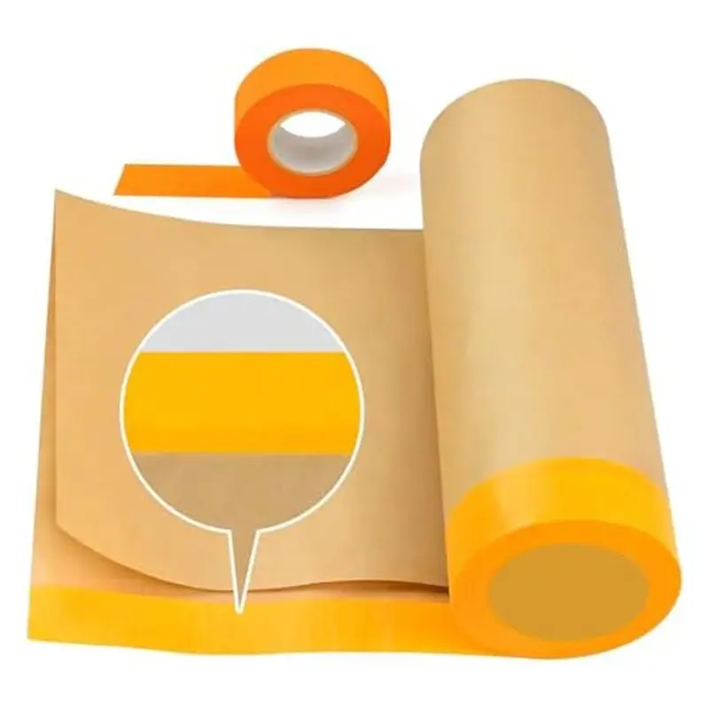 Reliable-Pre-Taped Masking Paper, Automotive Paint Masking Paper For Painting Cars And Auto Body Floor Protection Wall Furniture