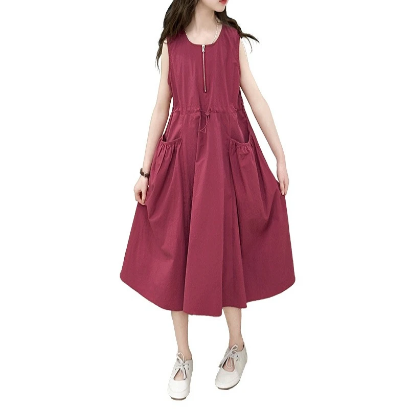 

Girls' Cotton Sleeveless Princess Dress 2026 Summer New, Casual Gown for Big Kids Breathable Daily Wear