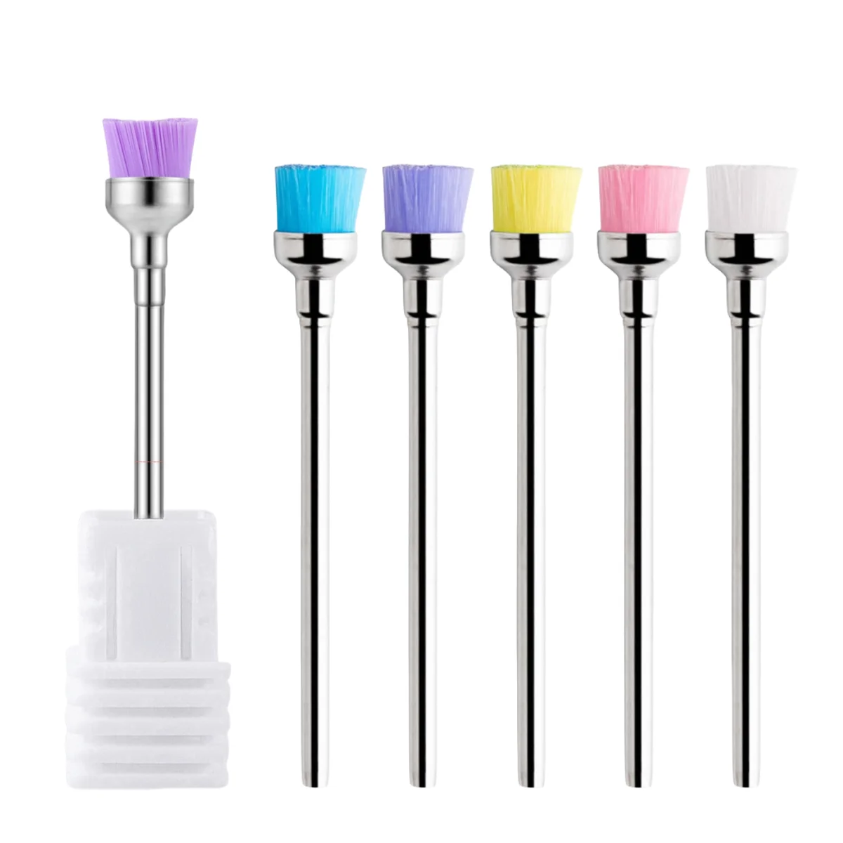 5Pcs Long Shank Drill Bit Cleaning Brush for Electric Drilling Machine Cutter Dust Remover for Nail Dental Tool Accessory