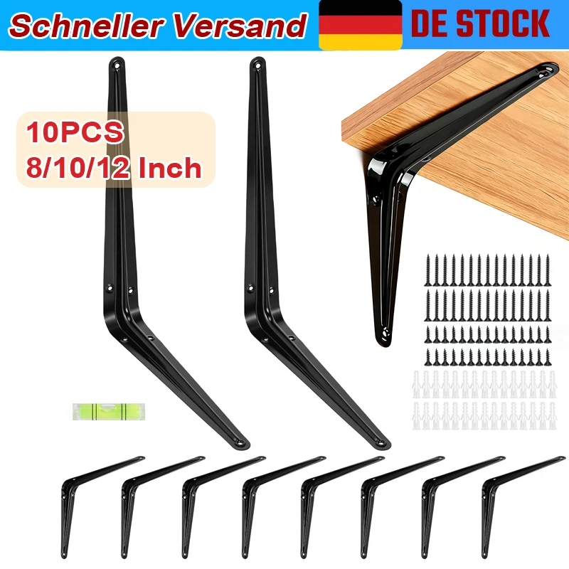 10 Soportes en L para Estantes de 8/10/12 Pulgadas, Soporte Resistente para Estantes Flotantes, para Montaje Decorativo en Pared, con Tornillos
