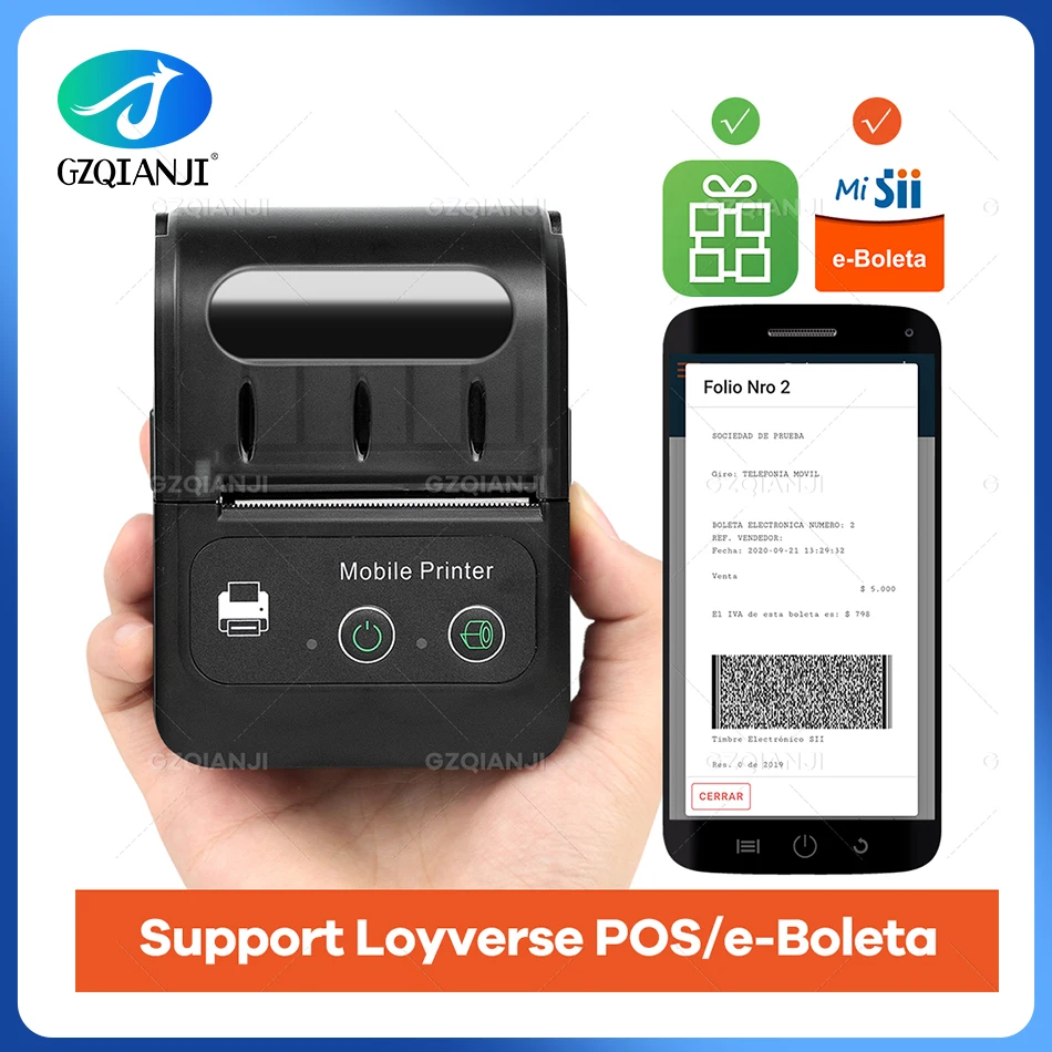 PT210 58mm Thermal Receipt Printer USB & Bluetooth Interface Wireless Connect Android Phone Free App Mini Printer