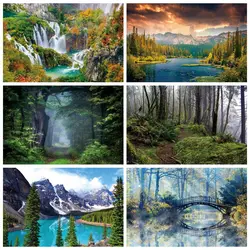 Nature Forest Scenery Photography Backdrop Green Trees River Birthday Party Portrait Photo Backgroudn Decor Photo Studio Props