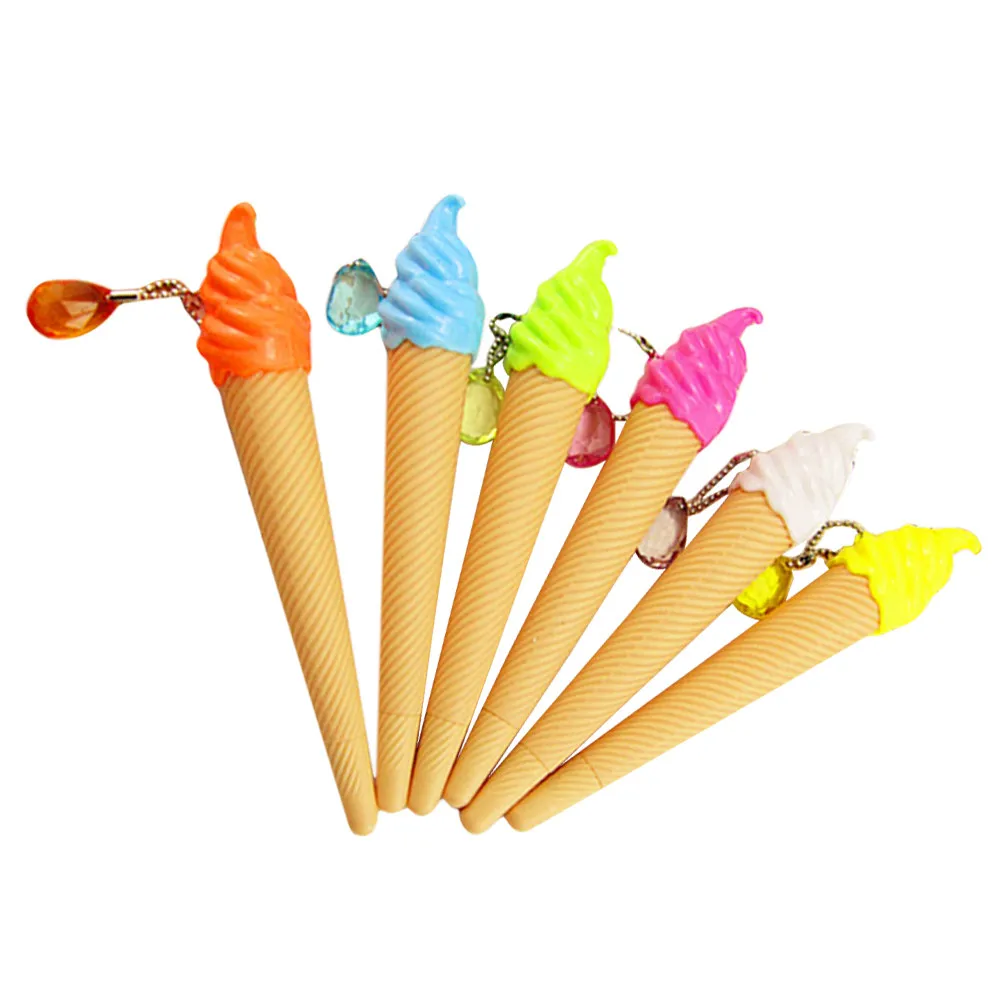 12Pcs Ice Cream Shape Gel Pens Extra Fine Point Wear Resistant Smooth Gliding for Notes Drawing School Study Creative Gel Pens