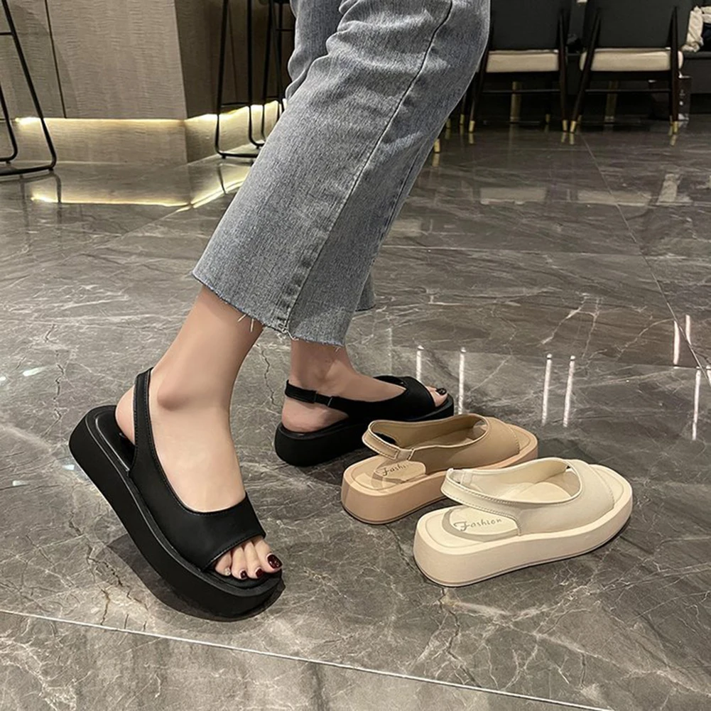 Women's Peep Toe Squared Toe Sandals Non-Slip Comfortable Beach Shoes For Outdoor Wear