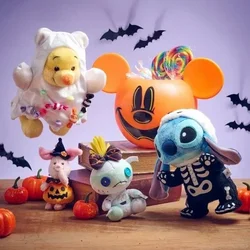 New Arrival Disney Happy Halloween Winnie The Pooh Stitch Decoration With Skull Piglet Plush Doll Pendant Halloween Decoration