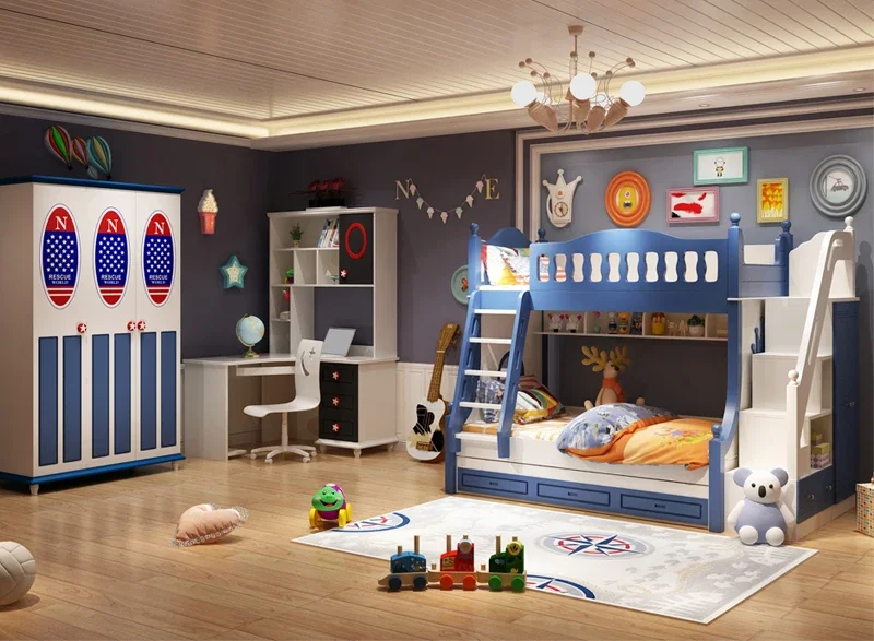 2019boy and girl used funky Children kids Pink and blue bunk bed  bedroom for double kids furniture