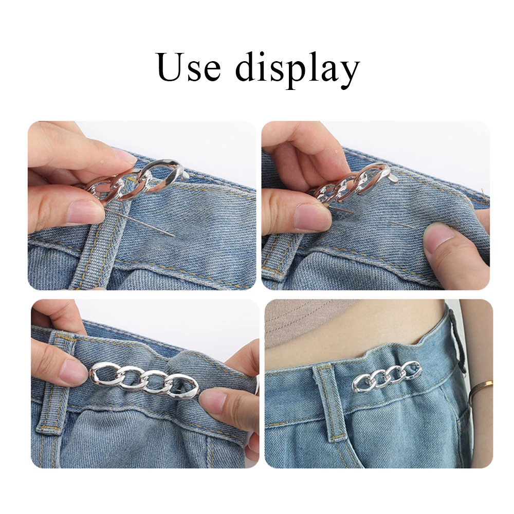 Clothing Brooch Waist Buckle Tightening Waist Pin Waist Tool Waist Changed Seam Free Detachable Alloy DIY Chain Shape Lapel Pin