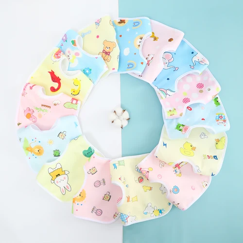무작위 색상 패턴 코튼 아기 턱받이 U자형 흡수성 타액 수건, 신생아 트림 천, 반다나 스카프, 타액 턱받이 수유 