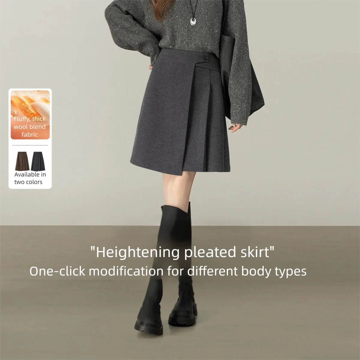 

SENTUBILA женская короткая юбка трапециевидной формы, новинка зимы 2021, однотонная плиссированная юбка с высокой талией и неровным подолом 154QP3745