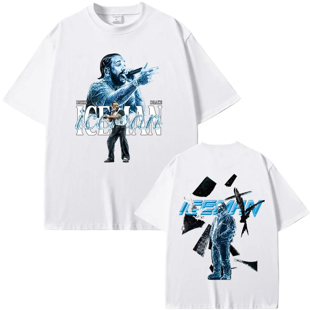 

Rapper Drake ICEMAN Double Sided Print T-shirt Men Women Fashion Hip Hop Streetwear Men's Casual Oversized Short Sleeve T Shirts