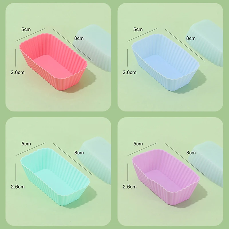 1/4pcs Silicone Rectangular Reusable Cake Molds Jelly Baking Mould Cupcake Maker Muffin Cup Kitchen Pastry Tool