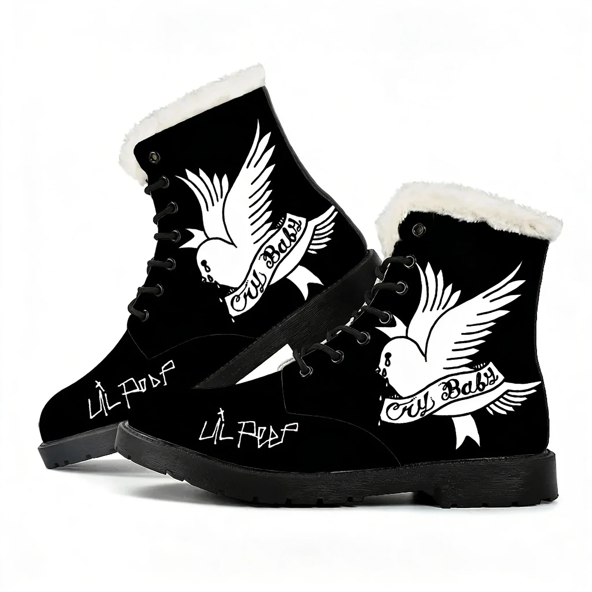 

Hot Hip Hop Rapper Lil Peep Plush Boots Men Women Teenager Shoes Casual Boot Light High Quality Customize Custom Shoes