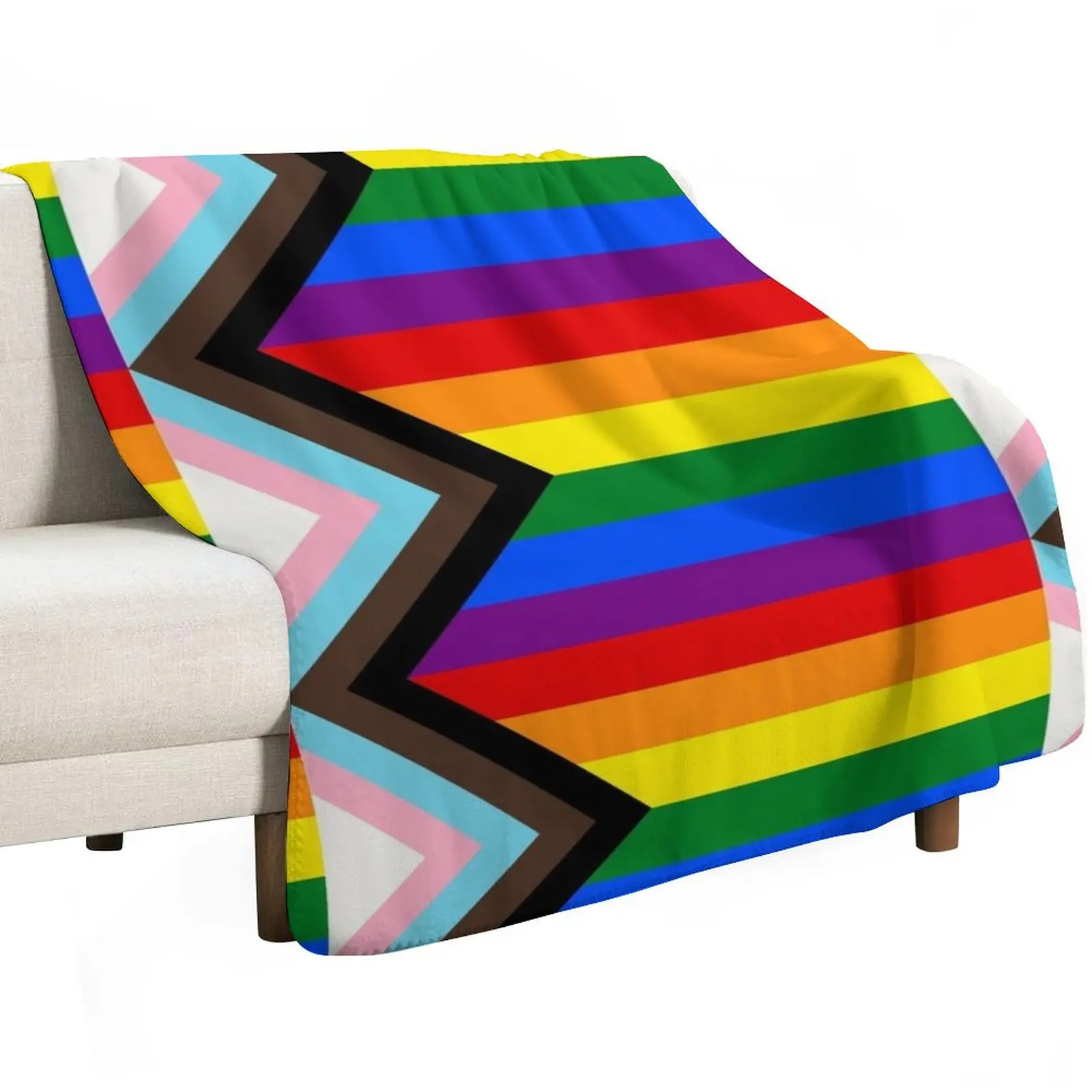 Progress Pride Flag Throw Blanket Cute bed plaid Picnic Giant Sofa Travel For Sofa Thin Blankets