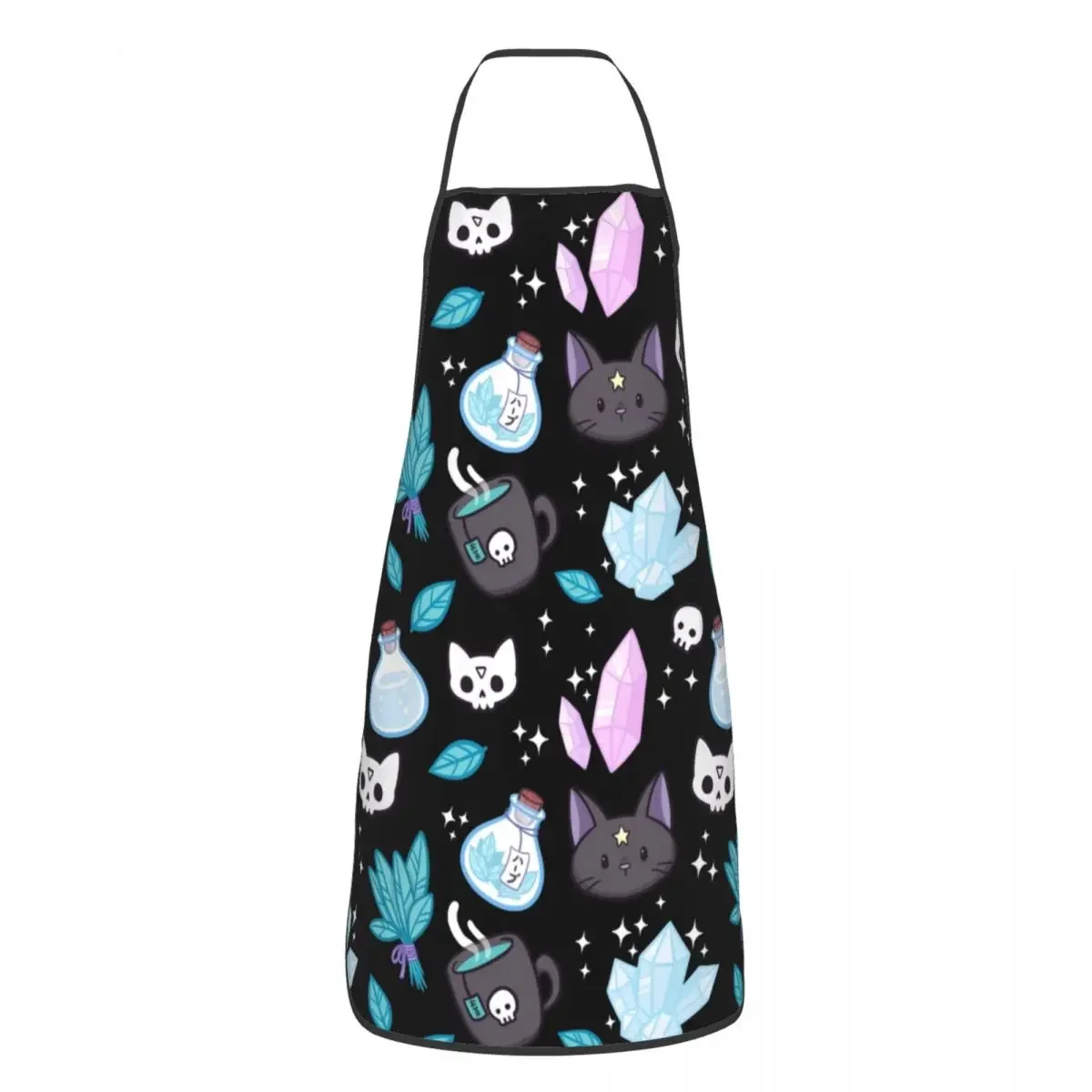 Herb Witch Funny Apron Women Men Halloween Witchy Spooky Cat Unisex Kitchen Chef Bib Tablier Cuisine Cooking Baking Gardening