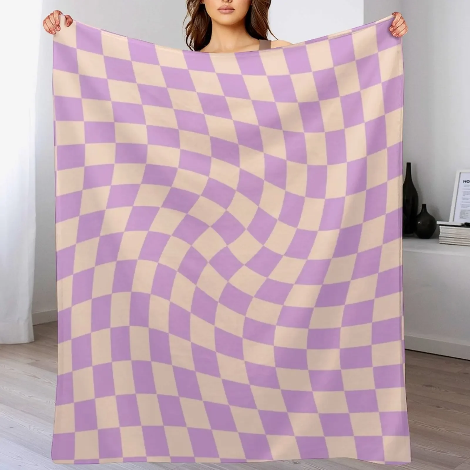 Check V - Lilac Twist Throw Blanket Warm Napping Blanket for Office Couch Bed