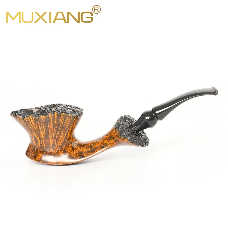 MUXIANG Fleur Briar Tobacco Pipe Handmade Flower Shaped Pipe No Filter Handle Military Pipe Mouthpiece Pipe Bowl Tree Knot Shell