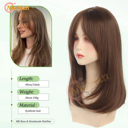 Imagen 2 del producto Adorno de pelo de capas largas para mujer, postizo sintético con Clip, parte media, cobertura diaria de cabello blanco