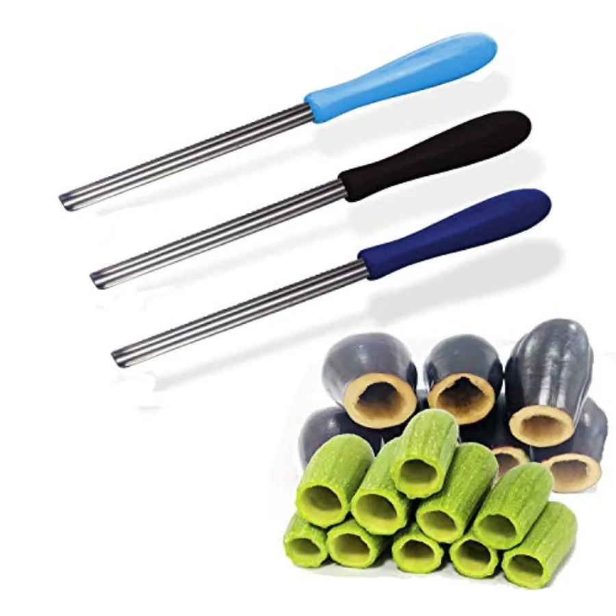 

3Piece Stainless Steel Zucchini Squash Vegetable Corer Set for Kitchen Efficient Seed and Core Remover Tool for Stuffed Vegetab