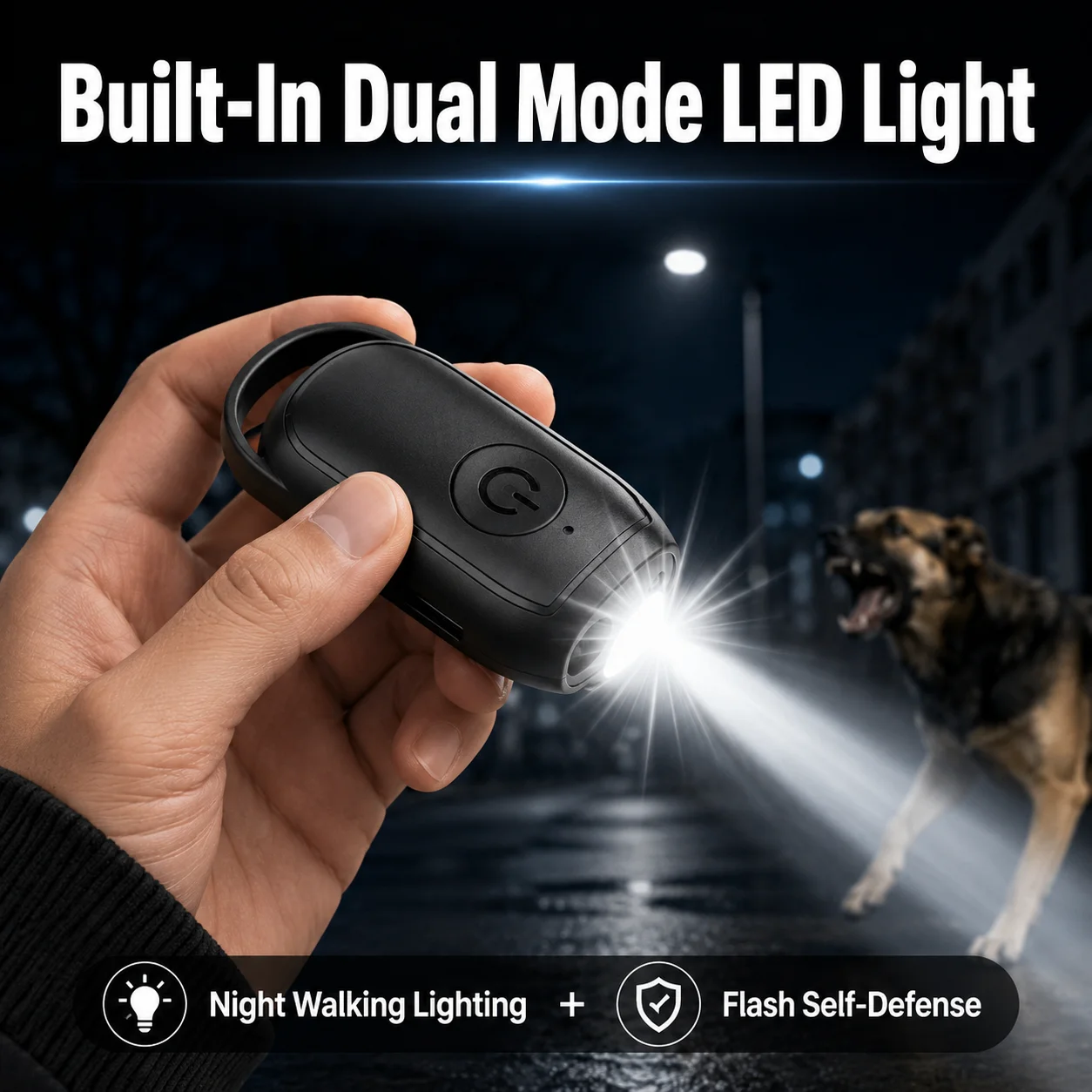 Mini Ultrasonic Dog Repeller Portable Anti-Bark Training Device Type-C Rechargeable with LED Flashlight Handheld Deterrent for