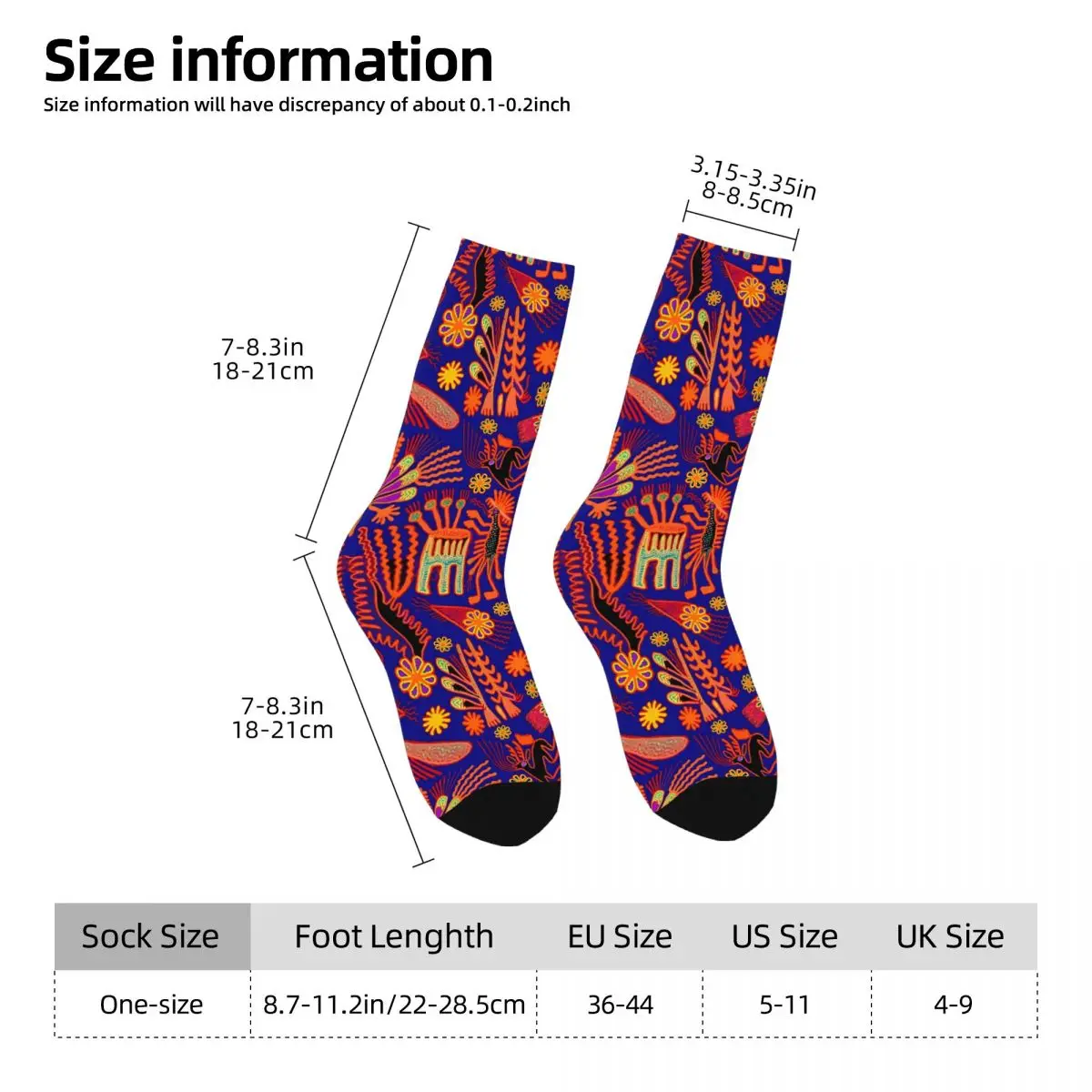 Funny Men's Socks Huichol Shaman Hunter Vintage Harajuku Huichol Art Hip Hop Novelty Pattern Crew Crazy Sock Gift Printed