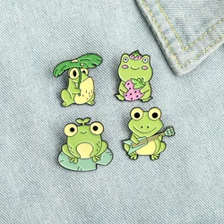 frog guitar Enamel Pin Funny Brooch Cartoons Badge for Bags Jeans Hoodies Denim Lapel Pin Jewelry Kids Best Gift