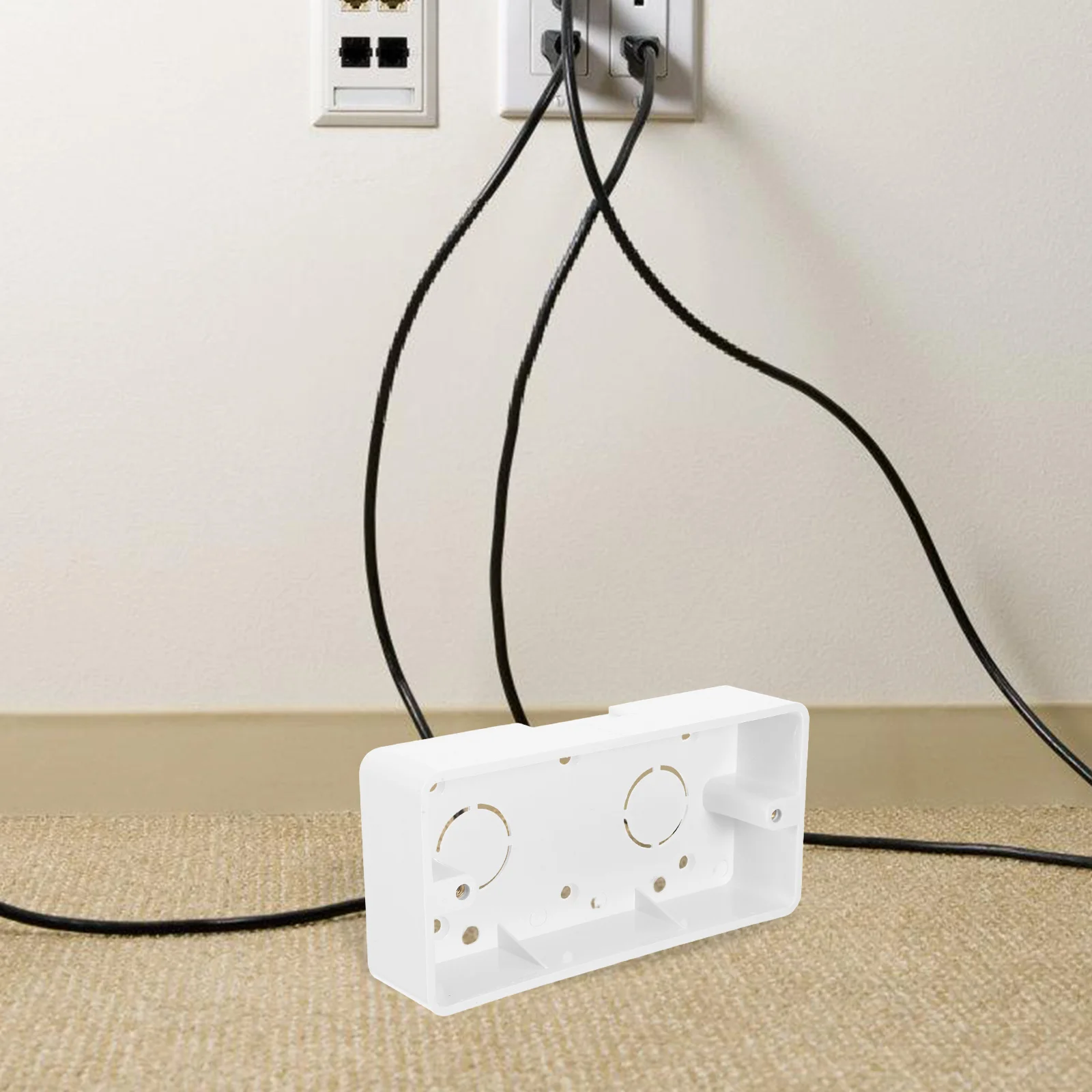 

4pcs Switch Socket Junction Box PVC Electric Sockets Power Supply White Wall Mounted Boxes Outlets Durability Easy Installation