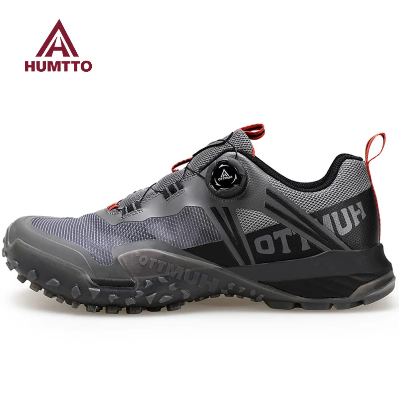 humtto Outdoor men's hiking shoes Spring Autumn shock absorption sports sneakers black off-road trekking shoes casual ankle boot