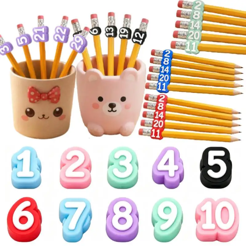 Pencil Clip Topper, 20/30/50 Pcs Different Numbered Pencil Topper Decoration, Cute Pencil Charms for Kids Students School Gifts