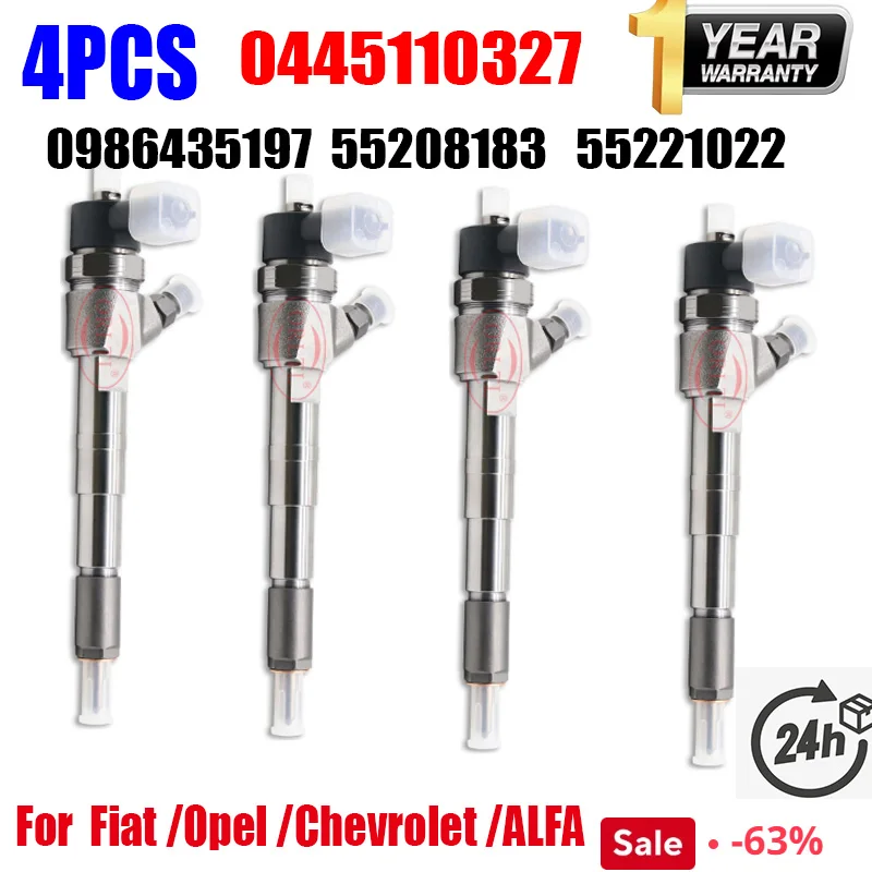 4PCS OEM 55209382 0445110327 55221024 55221024 NEW Diesel Fuel Injector 0 445 110 327 For ALFA FIAT OPEL Chevrolet  ORLTL