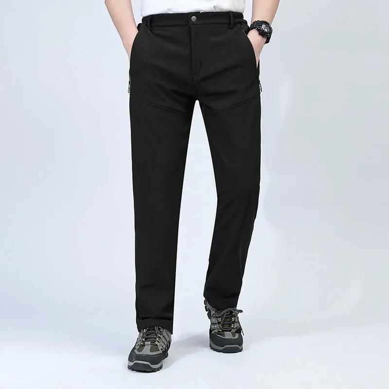 الرجال الخريف الشتاء الصوف الدافئة وزرة غير رسمية في الهواء الطلق الرياضة تمتد تنفس السراويل لينة مريحة النسيج السراويل الطويلة #2