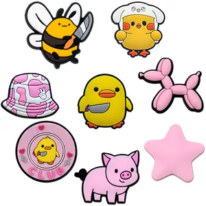 1/8 Stcs schöne Tiere Schuhschuh Reiz Ruddy Entenschweinestifte Clog Jeans für Schuhbienenhunde Garten Sandalen Dekorationen für Frauen Kinder Hauptverkäufe Orange Jeans - №2