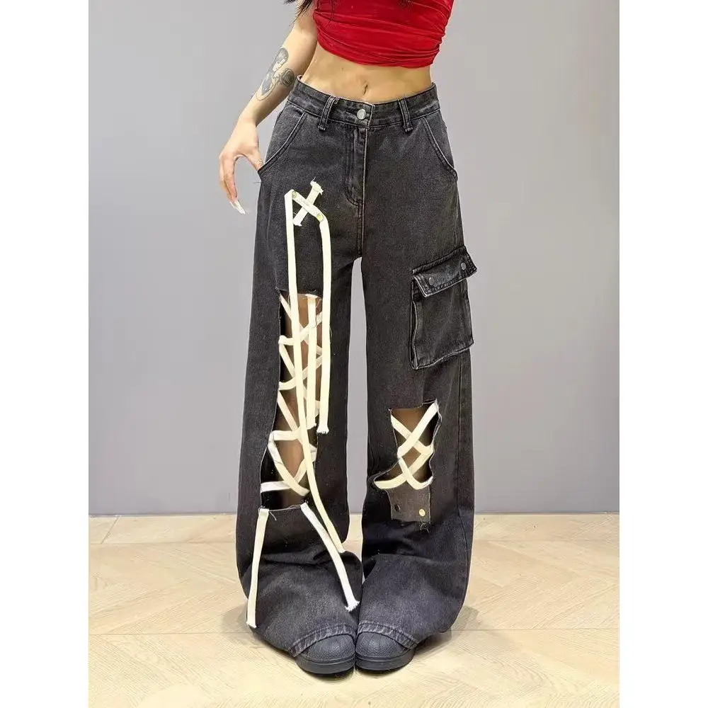 

High Waist Wide Leg Jeans Women's Autumn Winter New Sle Small Size 60 Straight Loose Slimming Dra Floor-Length Pants