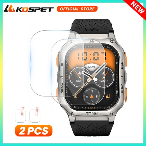 Película de vidrio templado para KOSPET TANK M3 TANK M3 Ultra Smartwatch película protectora de vidrio 1 Juego de película protectora de pantalla para reloj inteligente