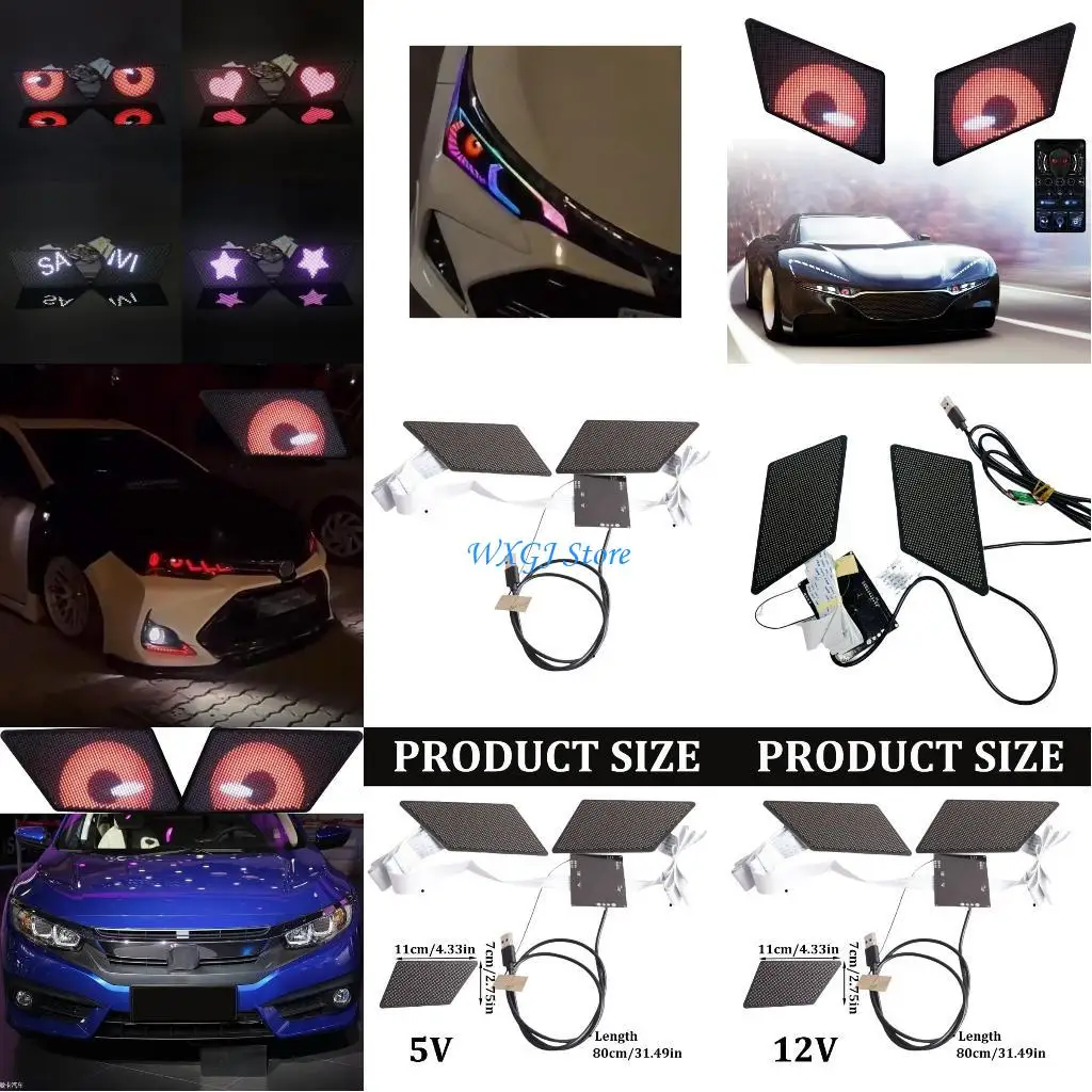 

37JE Customizable LED Car Eye Lights with High Resolution Screens, Wireless App Control Suitable for Unique Vehicle Styling