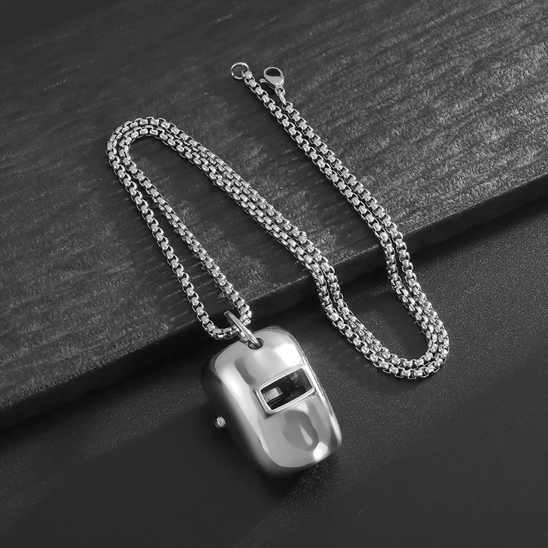 Welder Mask Level 3 Helmet Pendants Titanium Steel Men Women Personalized Fashion Necklaces Jewelry
