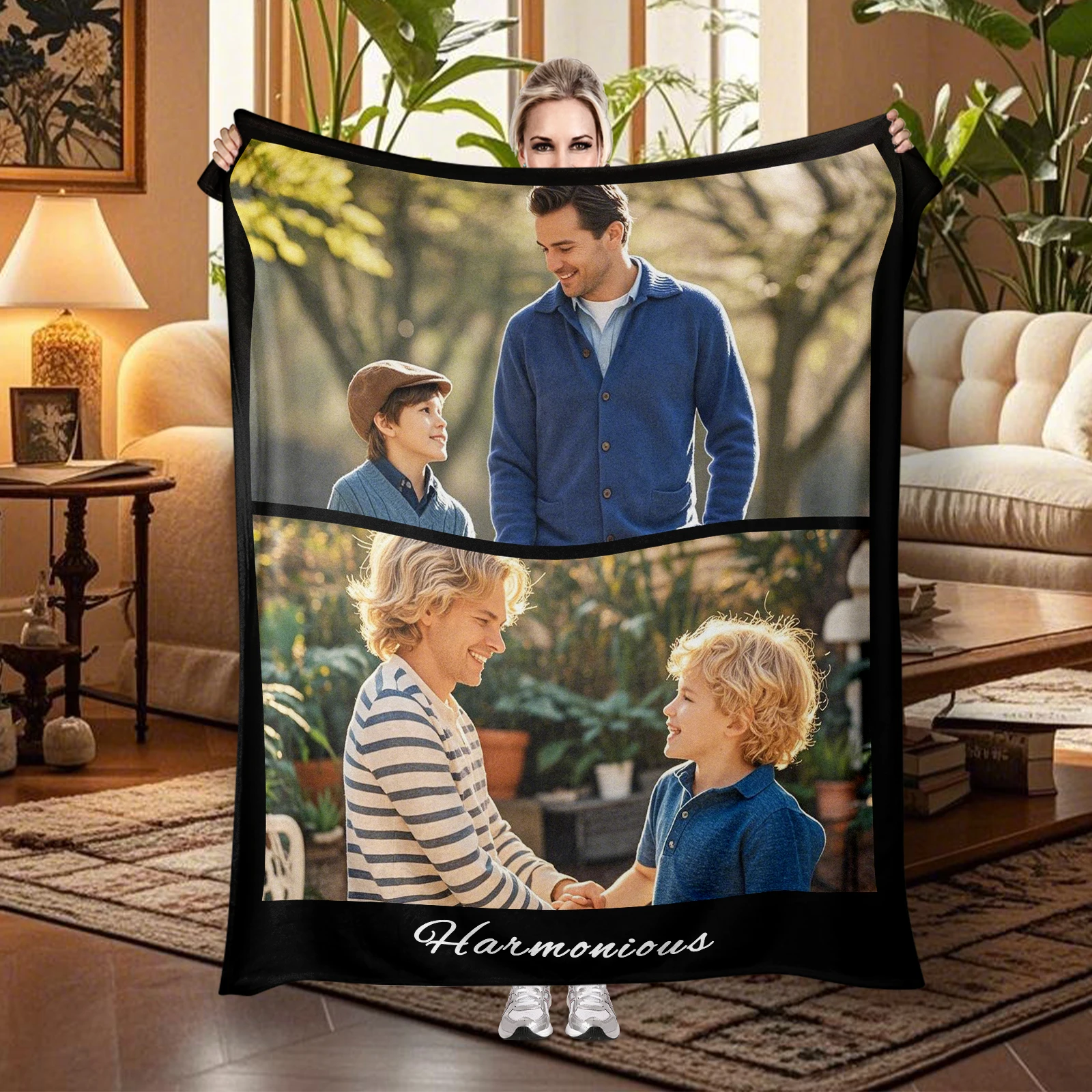 Father and Son Moments Together Customisable Blanket Father's Day Unique Holiday Gift for Father Sofa Bedroom Office Available