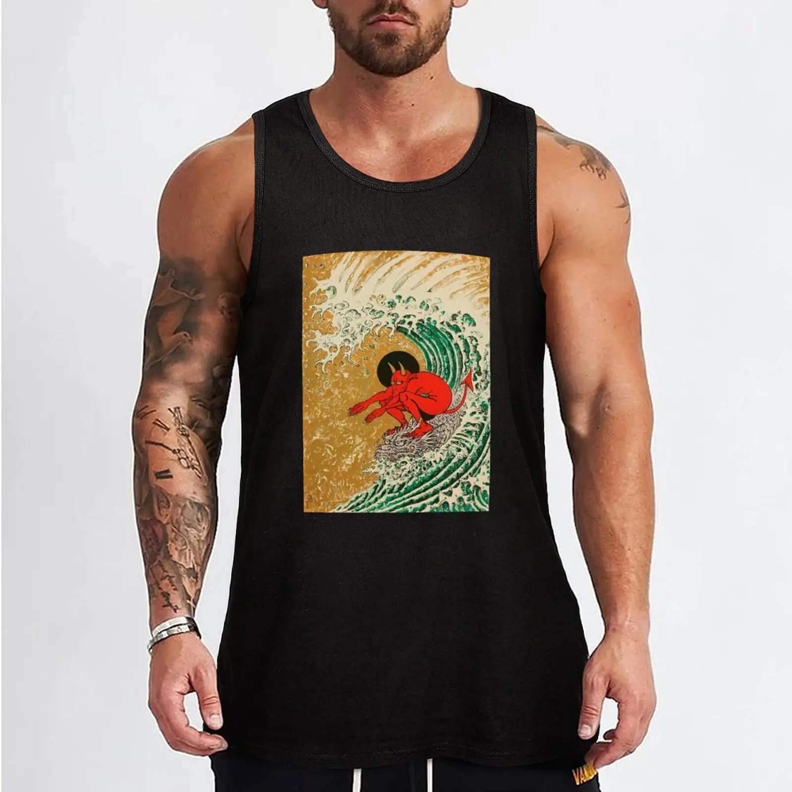 Surfing Demon Tank Top man vest sleeveless shirt man gym vests for men