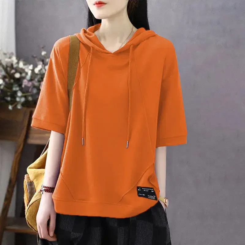 Fashion Hooded Spliced All-match Casual Blouse Women Clothing 2023 Summer New Oversized Korean Pullovers Tops Commute Shirt