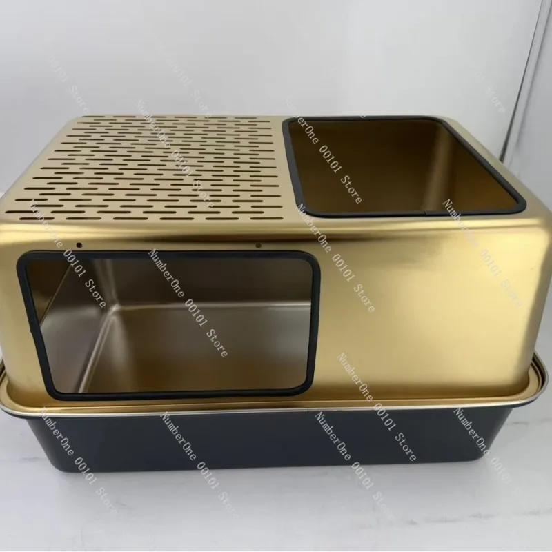 XXXL Jumbo Stainless Steel Enclosed Cat Litter Box Full Closed Kitty Toilet Anti Splash High Sided Large Space Easy Clean Rust
