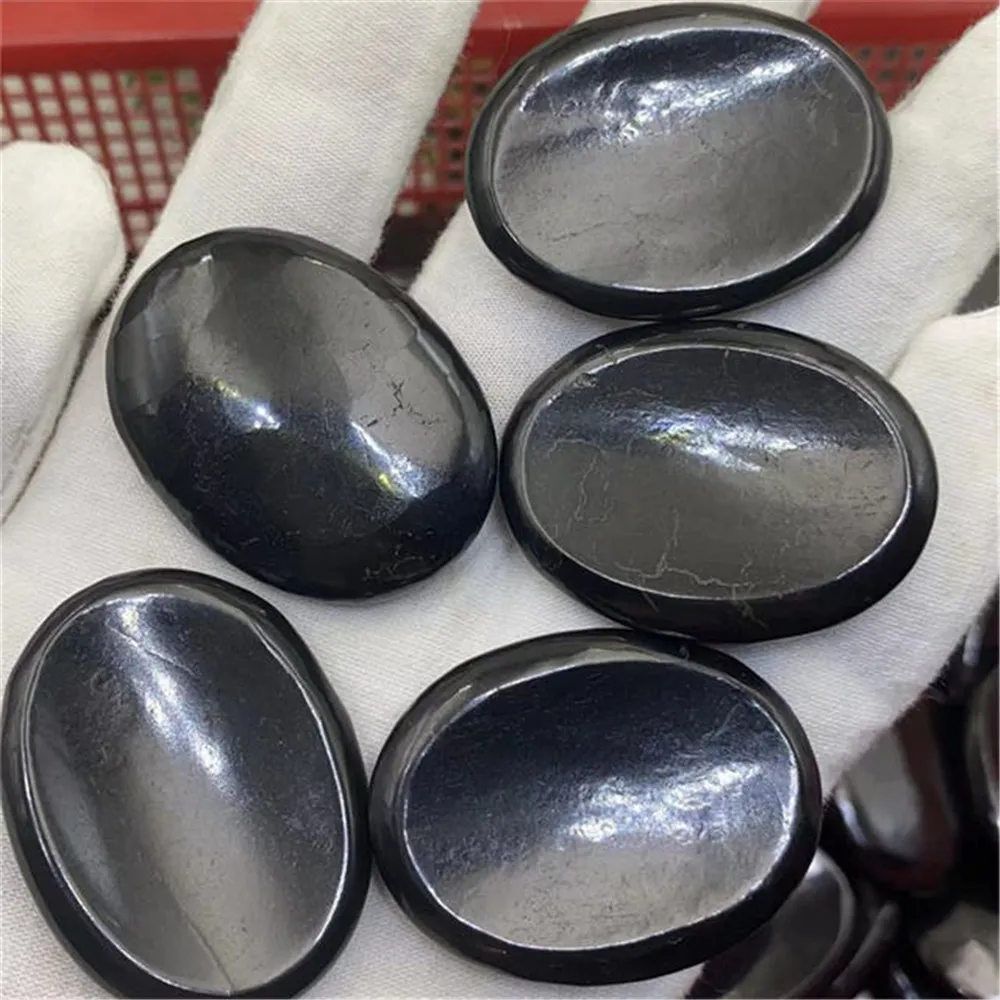 Natural Black Shungite Worry Stones Thumb Crystal For Healing Reiki