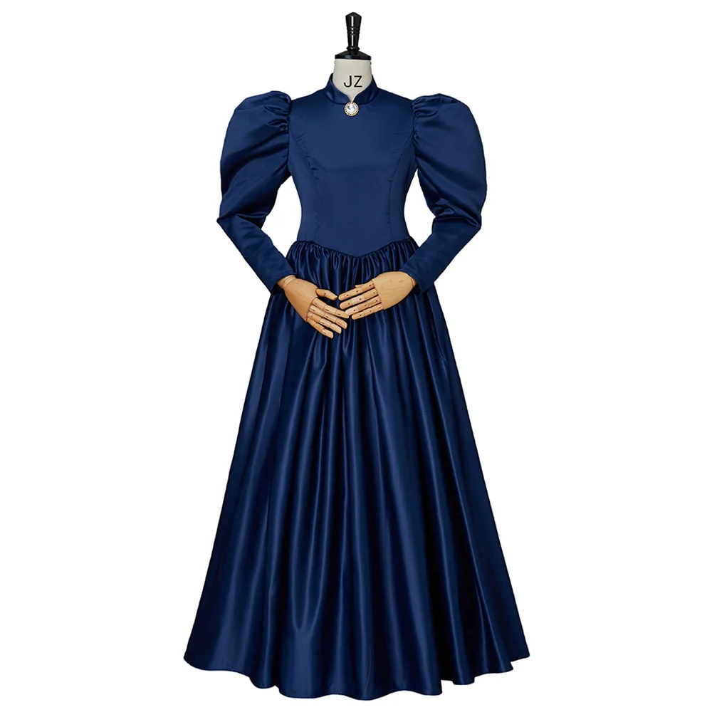 Victorian Gothic Vintage Blue Mourning Dress Adult Women Medieval Queen Princess  Christmas Carnival Ball Gown