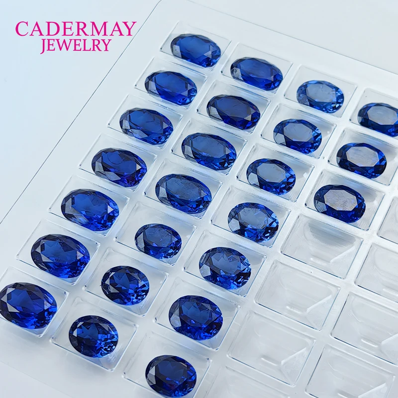Cadermay Lab Grown Sapphire With Inclusions 3x4mm-15x20mm Oval Shape Royal Blue Synthetic Sapphire Loose Gemstone For Jewelry - Image 5