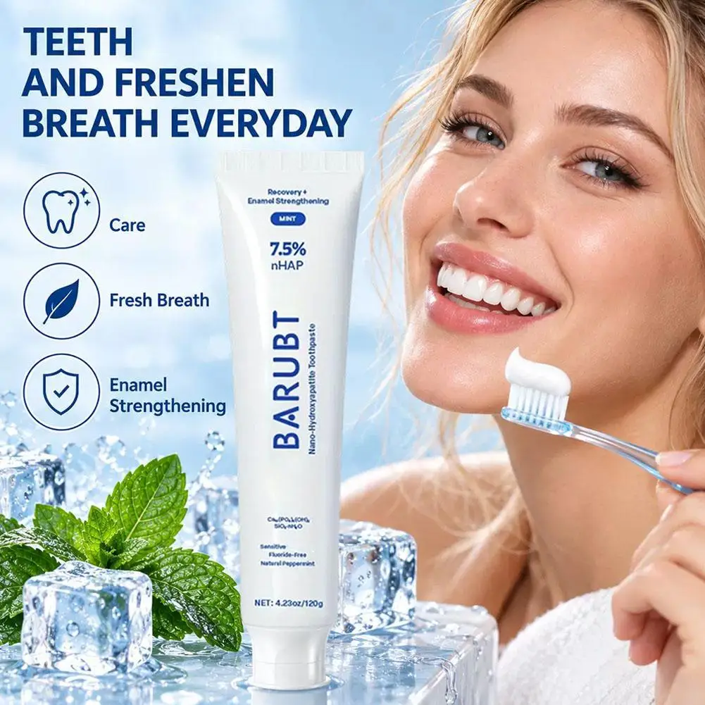 7.5% nHAP Nano-Hydroxyapatite Mint Toothpaste120g, Enamel Repair Whitening Anti Sensitive Paste, Fresh Breath & Stain Removal