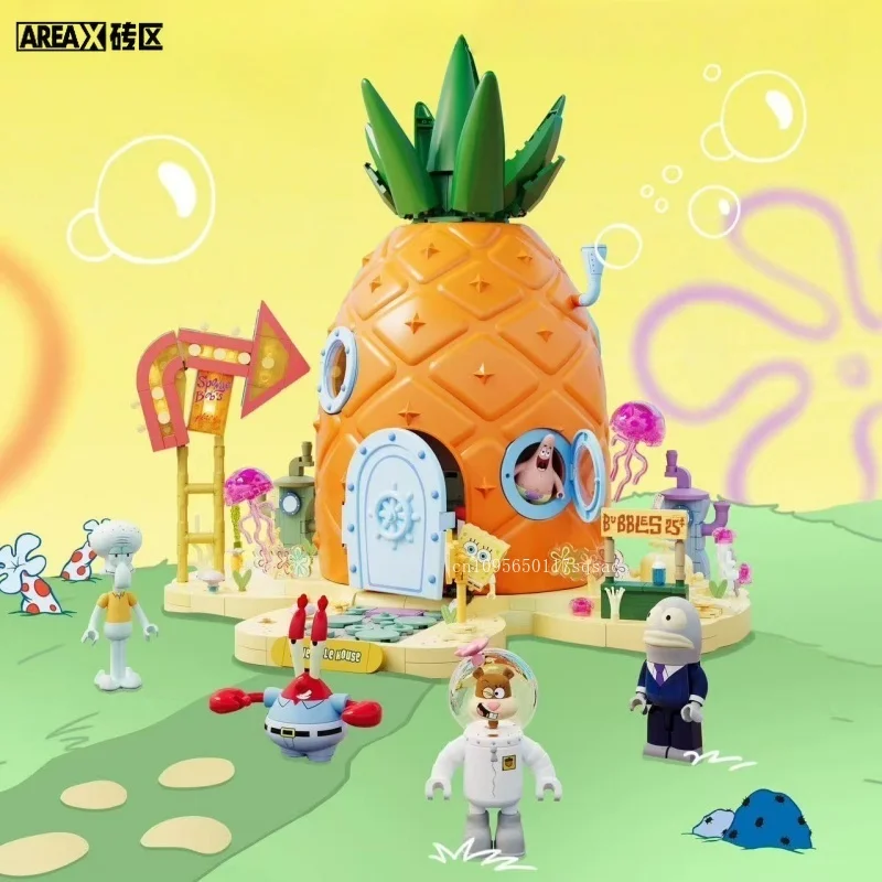 

AREAX SpongeBob SquarePants Pineapple House Building Street Scene Party Children's Puzzle Toy Model Assembly Building Block Gift