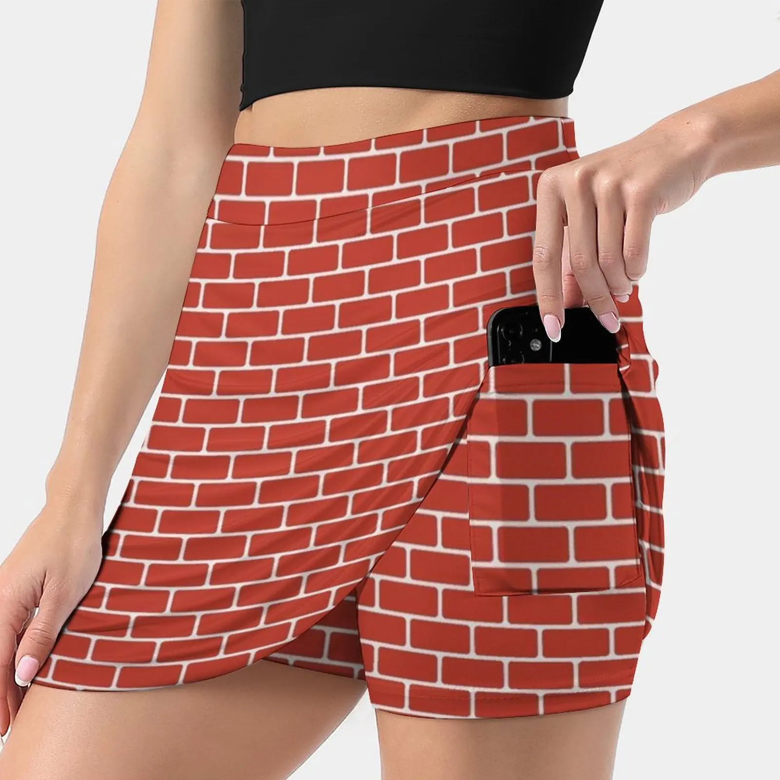 

Brick Wall Pattern With Red Bricks Skirts Woman Fashion 2022 Pant Skirt Mini Skirts Office Short Skirt Brick Pattern Wall Red