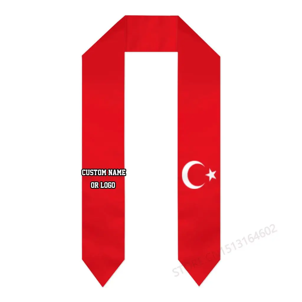 

Custom Name Or Logo Turkey Flag Graduation Stole Sash International Study Abroad Class of 2023 Shawl