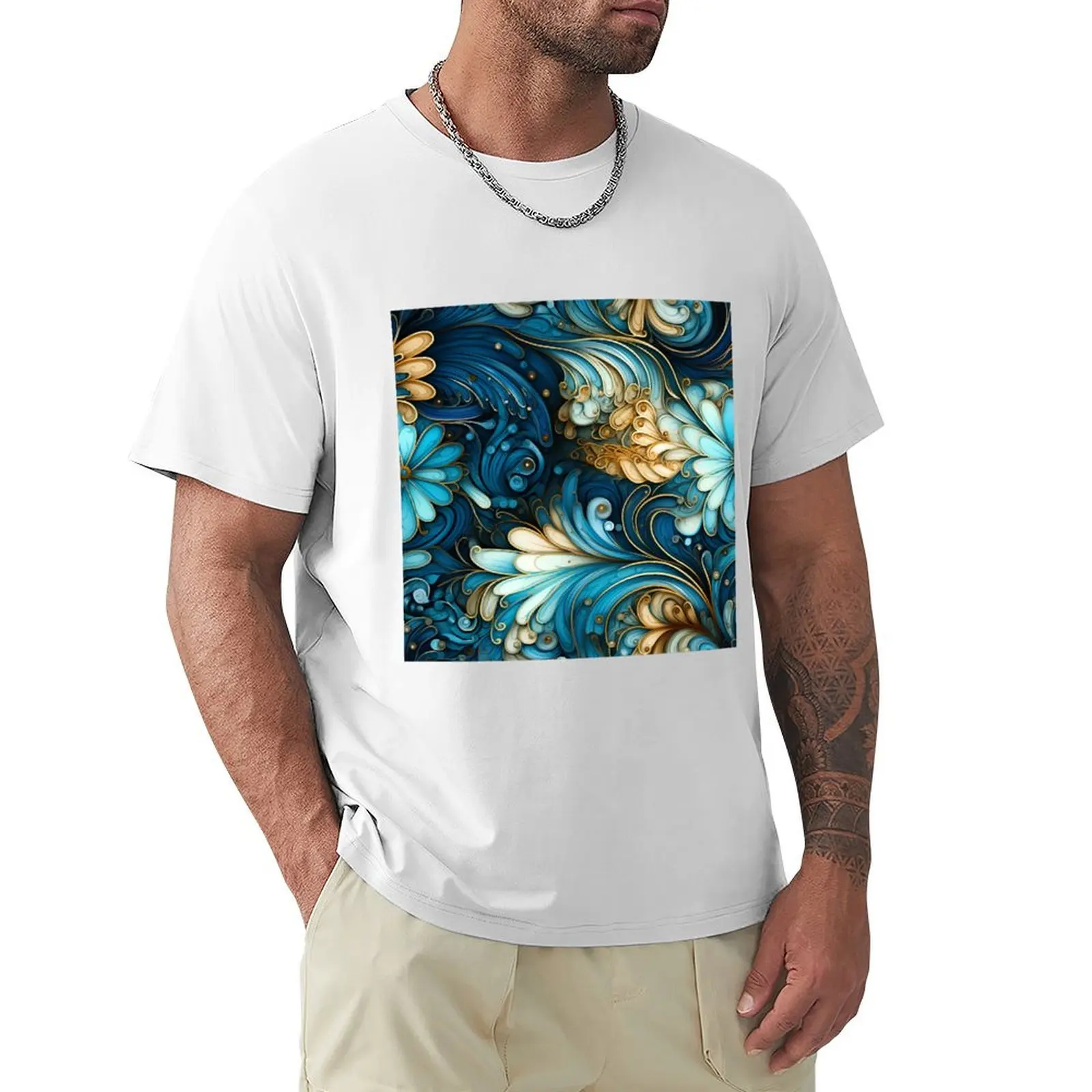 Art Nouveau Inspired Seashell Swirls in Radiant Hues T-Shirt quick-drying plus sizes tees summer clothes black t-shirts for men