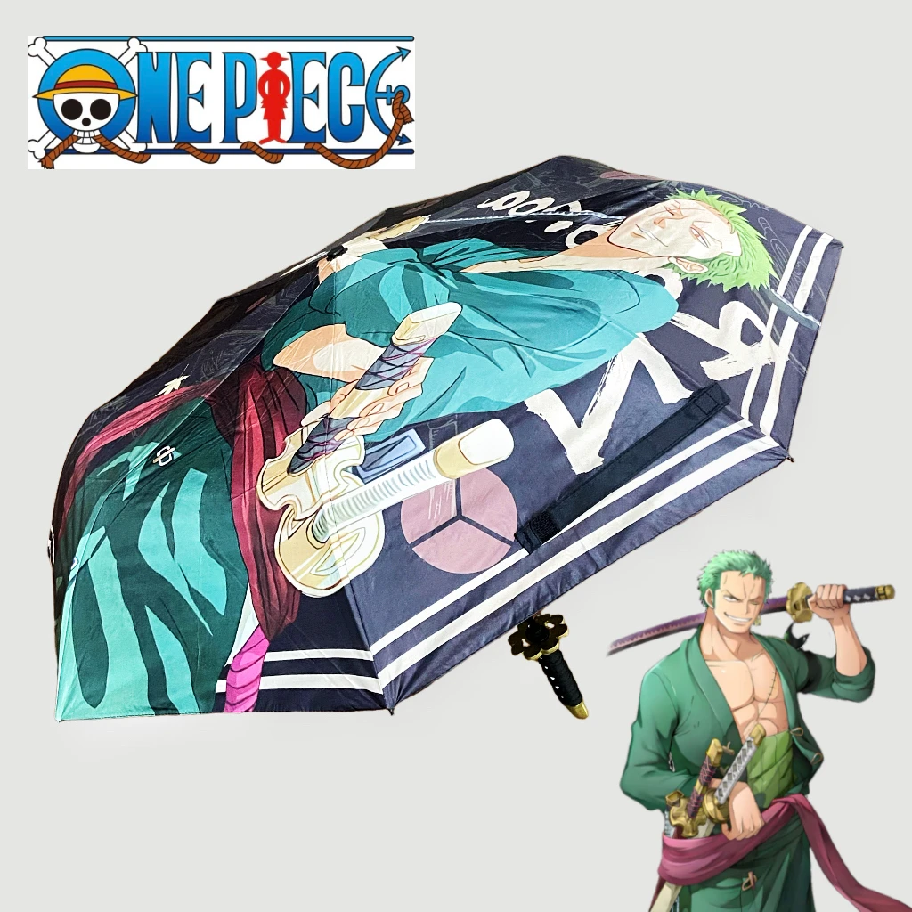 Roronoa Zoro Katana Regenschirm, zusammenklappbar, UV-Samurai-Schwert, Regenschirme, echte japanische Katana, Anime, Regenmantel, blockierender Sonnenschirm, Spielzeug, Geschenk
