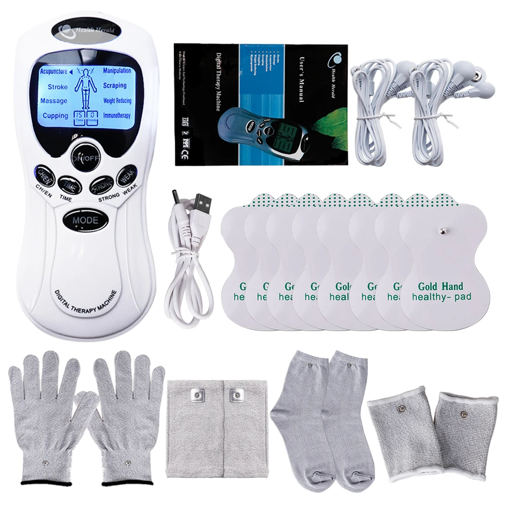 

2 Outputs Channel Electric Muscle Stimulator Physiotherapy Tens Pulse Electrodes Machines Body Massager Muscle Relax