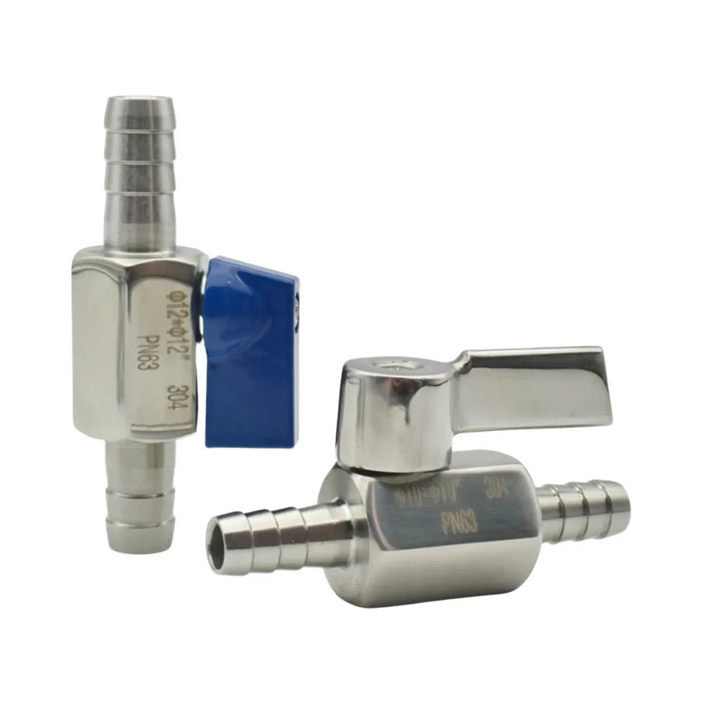 

Sanitary Grade 304 Stainless Steel Mini Ball Valve Hose Barb Micro Valve 7mm 8mm 10mm 12-25mm For Gas Water Oil Pipeline
